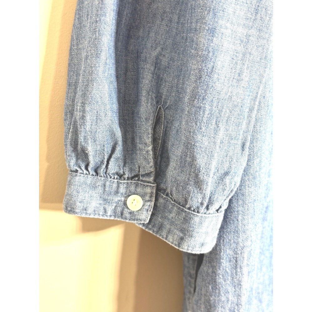 J.McLaughlin Womens Blue Denim Chambray Shirt Dress Midi Pockets Size L - Picture 5 of 15